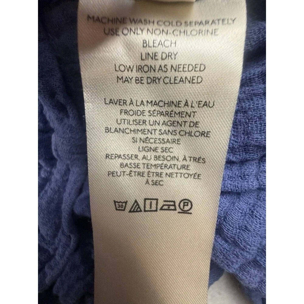 Free People Blue Gauze Ruffle Scoop Neck Sleeveless Tank 100% Cotton Women's M - Picture 5 of 9